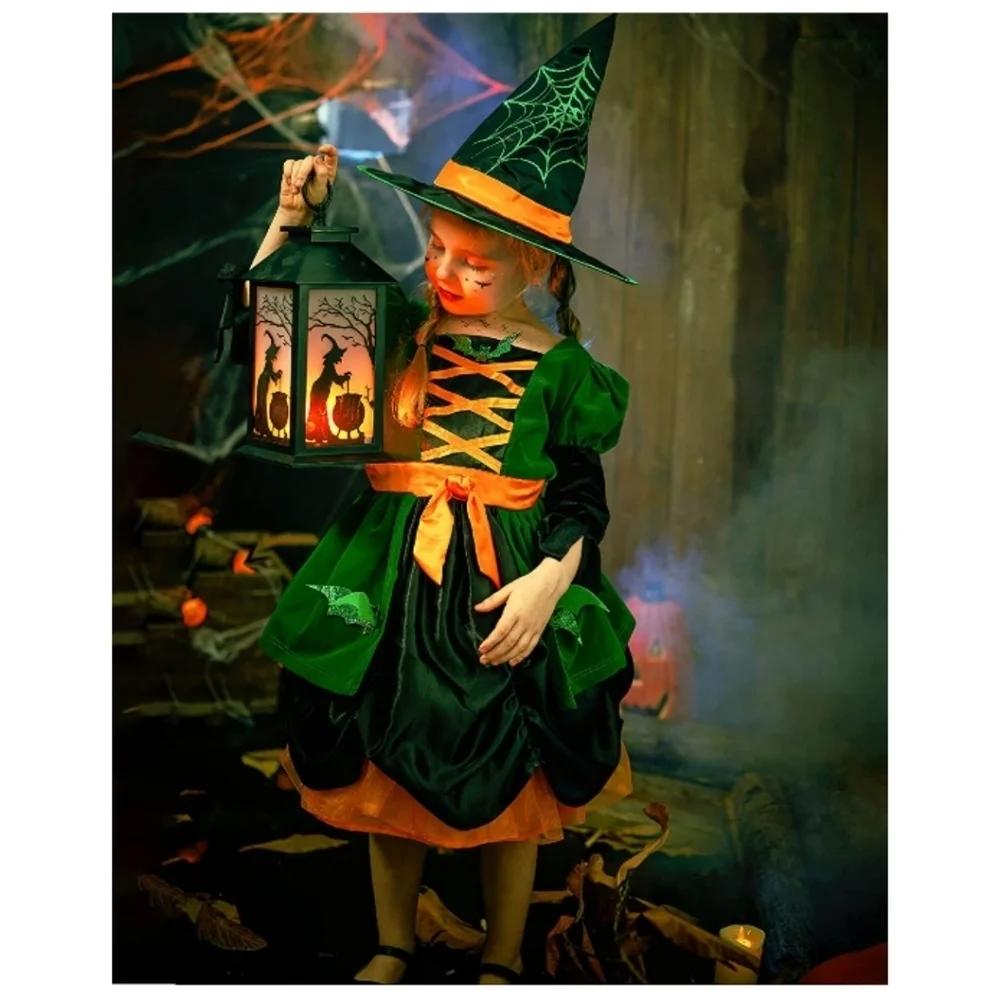 IKALI Witch Costume, Kids Spider , Halloween Spiderella Outfit Size 8/10…